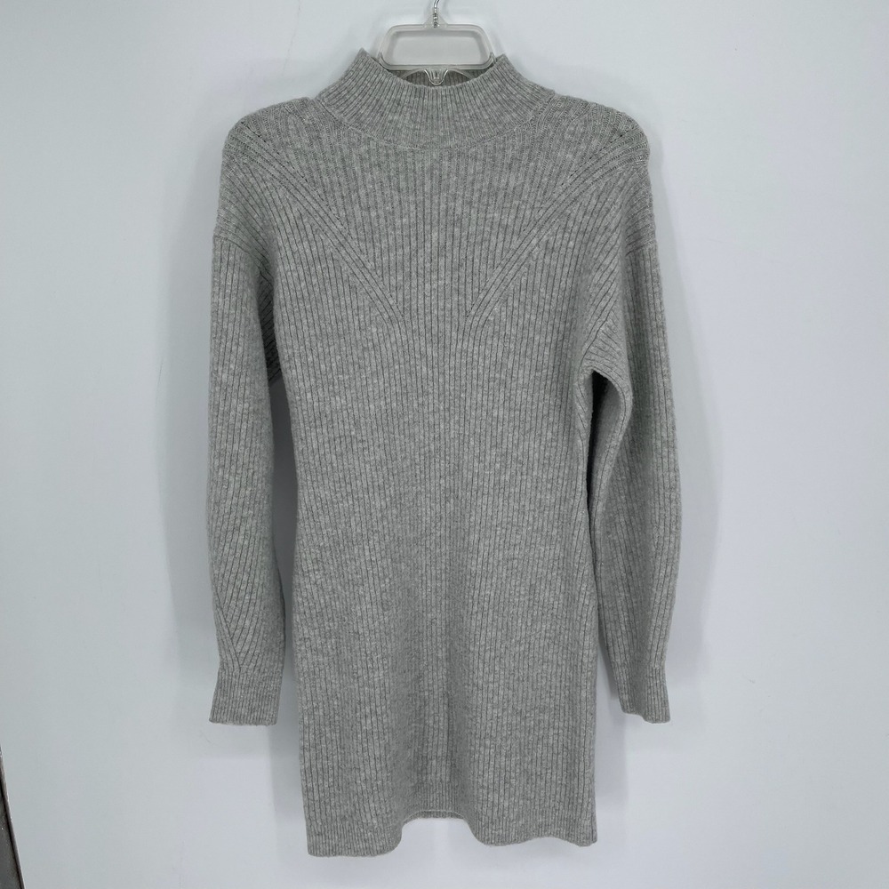 A New Day Women's Gray‎ Ribbed Metallic Mock Long Sleeve Sweater Dress Size S